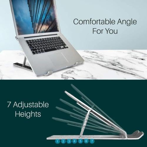 Ranz Laptop Cooling Pad Stand | Adjustable Ergonomic Aluminum Alloy Laptop Stand with Anti-Slip Pads & Hollow Airflow Design | Fits up to 15-Inch Laptops