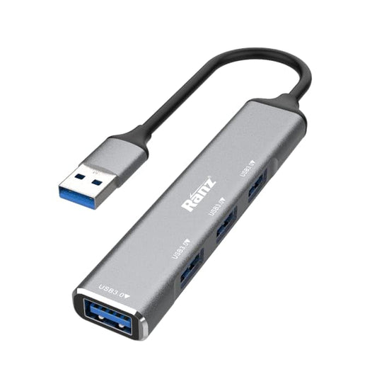Ranz Glant 4-Port USB 3.0 Hub | High-Speed 5Gbps Data Transfer | Aluminum Alloy Durable Design