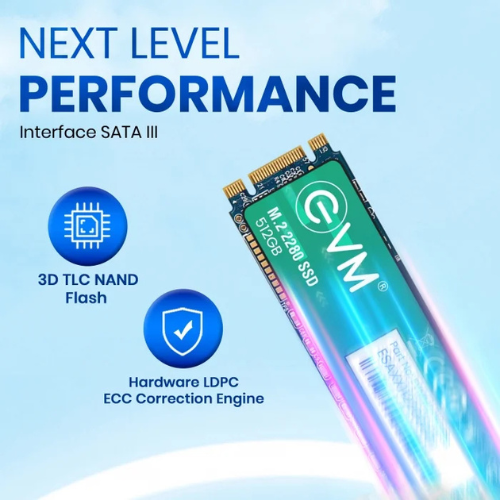 512GB M.2 2280 SATA III Internal Solid State Drive (SSD) EVM (2-Cut) – 550MB/s Read | 500MB/s Write | 3D NAND | High-Speed Compact Storage