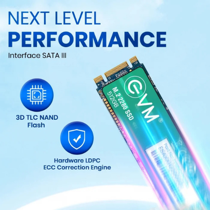 512GB M.2 2280 SATA III Internal Solid State Drive (SSD) EVM (2-Cut) – 550MB/s Read | 500MB/s Write | 3D NAND | High-Speed Compact Storage