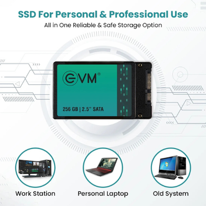 256GB 2.5" SATA III Internal Solid State Drive (SSD) EVM – 550MB/s Read | 500MB/s Write | 3D NAND | Reliable High-Speed Storage