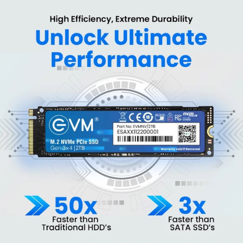2TB M.2 2280 NVMe PCIe Gen 3×4 EVM SSD (1-Cut) | Up to 3800MB/s Read & 3000MB/s Write | 3D TLC NAND | Ultra-Compact High-Speed Storage
