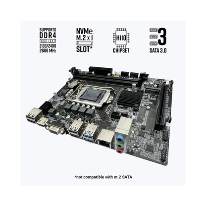 Zebronics Zeb H110M2 NVMe Motherboard | Intel H110 Chipset | LGA 1151 | DDR4 | NVMe M.2 Slot | 6th–9th Gen CPU Support