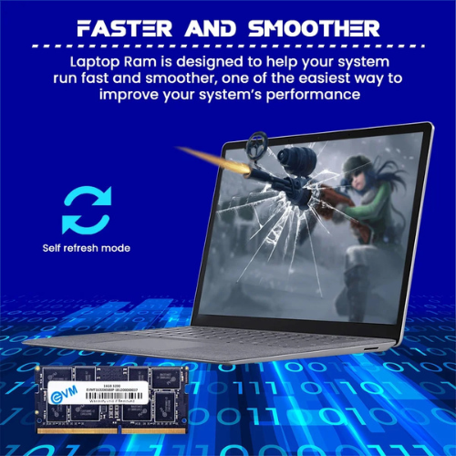 16GB DDR4 Laptop RAM 3200MHz EVM – High-Speed Memory for Gaming, Office & Productivity | Energy Efficient | 10 Years Warranty (EVMT16G3200S88P)