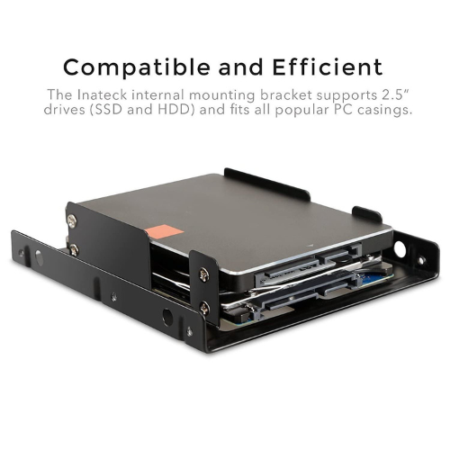 SSD Mounting Bracket for Desktop | 2.5" SSD / HDD to 3.5" | Black Metal Stand