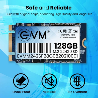 128GB M.2 2242 SATA III Internal Solid State Drive (SSD) EVM (2-Cut) – 520MB/s Read | 400MB/s Write | 3D NAND | Ultra-Compact Storage