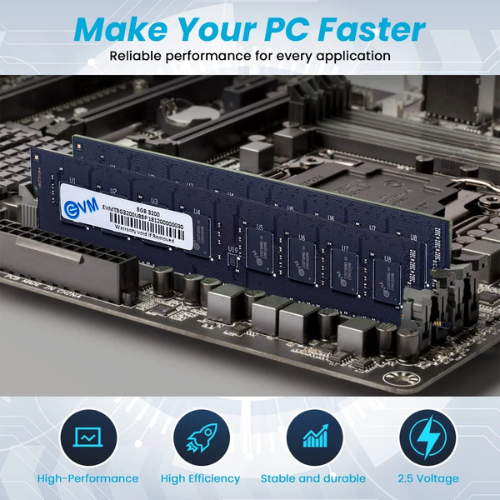 8GB DDR4 Desktop RAM 3200MHz EVM  – High-Speed Memory for Gaming, Office & Everyday Computing | Reliable Performance | 10 Years Warranty (EVMT8G3200U88P)