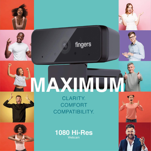 FINGERS 1080 Hi-Res Full HD Webcam with 1080p Wide-Angle Lens & Built ...