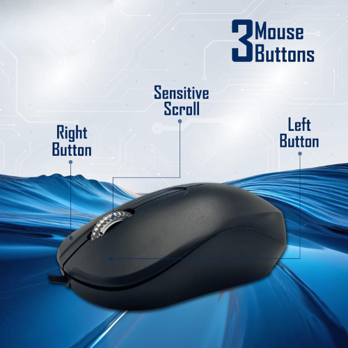 Geonix Cocoa C2 Wired Keyboard and Mouse Combo with 105 Keys | 9 Multimedia Keys | 1200 DPI Optical Mouse | 1 Year Warranty - Black