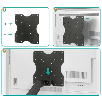 Universal VESA Mount Plate 200x200mm – Converts 50x50mm, 75x75mm, 100x100mm, 200x200mm | Steel TV & Monitor Mount Extension-Black