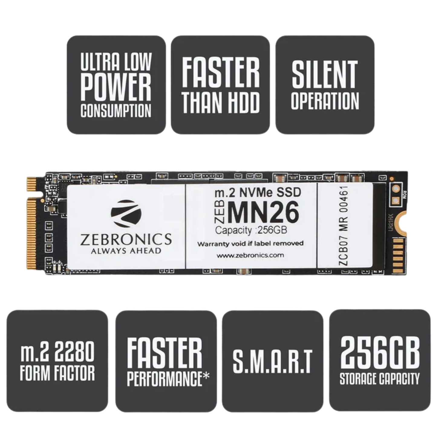 256GB NVMe PCIe Gen3x4 M.2 2280 ZEB-MN26 Zebronics SSD (1-Cut)