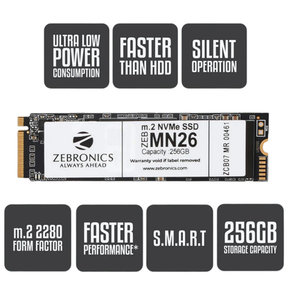 256GB NVMe PCIe Gen3x4 M.2 2280 ZEB-MN26 Zebronics SSD (1-Cut)