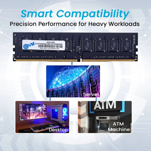 16GB DDR4 Desktop RAM 3200MHz EVM  – High-Speed Memory for Gaming, Office & Professional Workloads | Stable & Efficient | 10 Years Warranty (EVMT16G3200U88P)