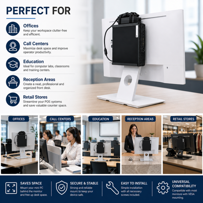 VESA Mount Bracket Kit for HP Tiny PCs | Universal Micro VESA Mount with Screws | All LCD Support