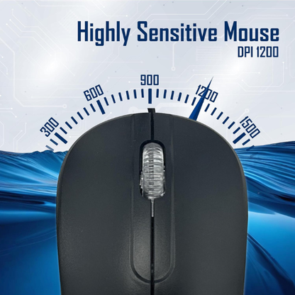 Geonix Cocoa C2 Wired Keyboard and Mouse Combo with 105 Keys | 9 Multimedia Keys | 1200 DPI Optical Mouse | 1 Year Warranty - Black