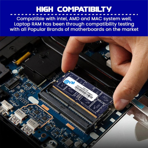16GB DDR4 Laptop RAM 3200MHz EVM – High-Speed Memory for Gaming, Office & Productivity | Energy Efficient | 10 Years Warranty (EVMT16G3200S88P)
