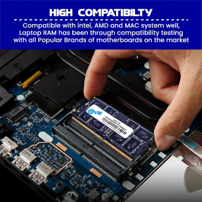 16GB DDR4 Laptop RAM 3200MHz EVM – High-Speed Memory for Gaming, Office & Productivity | Energy Efficient | 10 Years Warranty (EVMT16G3200S88P)