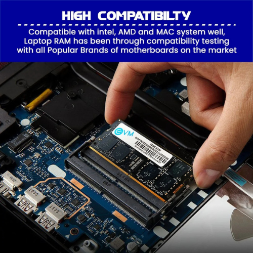 32GB DDR4 Laptop RAM 3200MHz EVM – High-Performance Memory for Gaming, Office & Creative Work | Low Voltage | 10 Years Warranty (EVMT32G3200S88P)