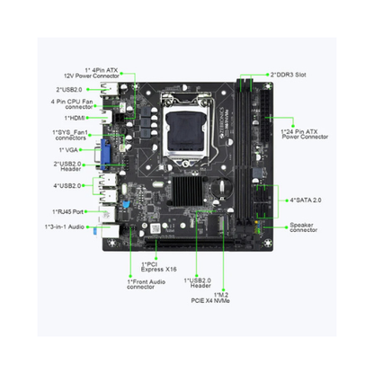 Zebronics Zeb H61NVMe Motherboard | Intel H61/H67 Chipset | LGA 1155 | DDR3 | NVMe M.2 Slot | Micro-ATX