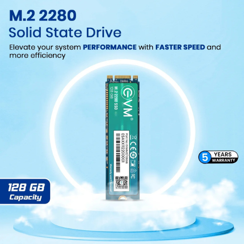 128GB M.2 2280 SATA III Internal Solid State Drive (SSD) EVM (2-Cut) – 550MB/s Read | 500MB/s Write | 3D NAND | Compact High-Speed Storage