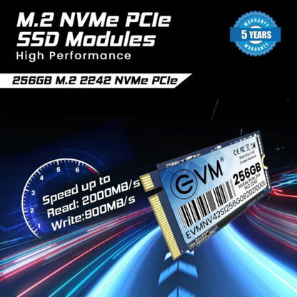 256GB M.2 2242 NVMe PCIe Gen 3×4 SSD EVM (1-Cut) - 2000MB/s Read | 900MB/s Write | 3D TLC NAND | Ultra-Compact High-Speed Drive