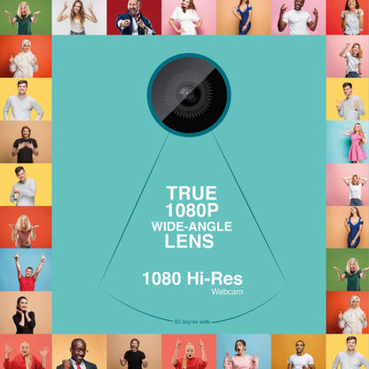 FINGERS 1080 Hi-Res Full HD Webcam with 1080p Wide-Angle Lens & Built-in USB Microphone for PC, Laptop & Desktop – Video Calling & Recording (1920×1080 Pixels, Digital, Black)