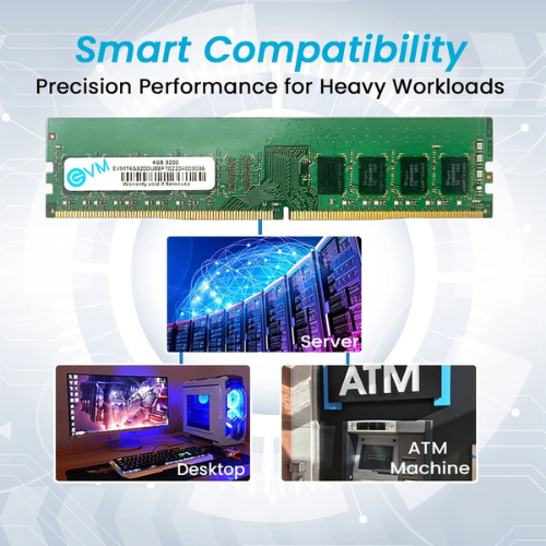 4GB DDR4 Desktop RAM 3200MHz EVM – High-Speed Performance Memory | Perfect for Gaming, Office & Everyday Use | 10 Years Warranty (EVMT4G3200U88P)
