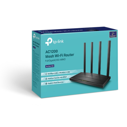 TP-Link Archer C6 AC1200 Dual Band Wi-Fi Router | 867 Mbps 5GHz + 400 Mbps 2.4GHz | MU-MIMO | Gigabit Ports | Access Point Mode