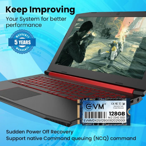 128GB M.2 2242 SATA III Internal Solid State Drive (SSD) EVM (2-Cut) – 520MB/s Read | 400MB/s Write | 3D NAND | Ultra-Compact Storage