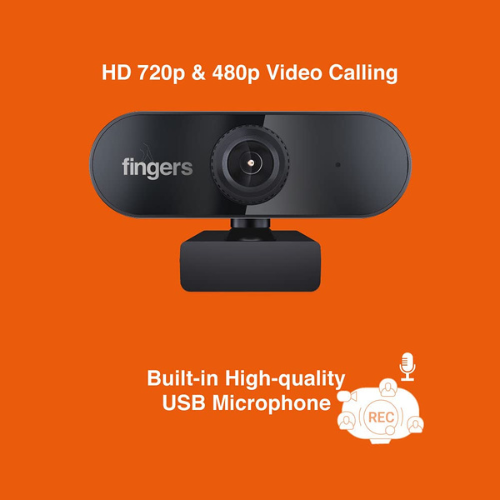 FINGERS 720 Hi-Res HD Webcam with 720p Wide Angle Lens & Built-in Microphone for PC, Desktop & Laptop – HD Video Calling & Recording (1280 × 720 Pixels)