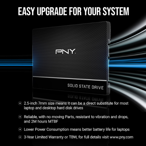 500GB PNY CS900 SATA 2.5-inch SSD | Up to 550MB/s Read | Internal Solid State Drive