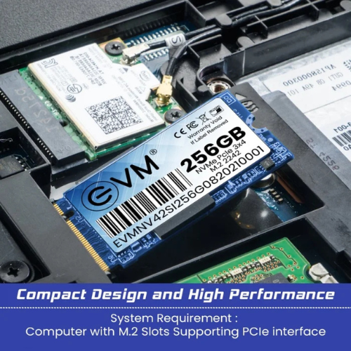 256GB M.2 2242 NVMe PCIe Gen 3×4 SSD EVM (1-Cut) - 2000MB/s Read | 900MB/s Write | 3D TLC NAND | Ultra-Compact High-Speed Drive