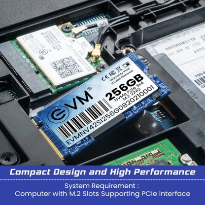 256GB M.2 2242 NVMe PCIe Gen 3×4 SSD EVM (1-Cut) - 2000MB/s Read | 900MB/s Write | 3D TLC NAND | Ultra-Compact High-Speed Drive