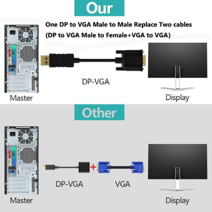 Ranz DP to VGA Cable 1.8m | DisplayPort to VGA Male to Male | Full HD Video Support