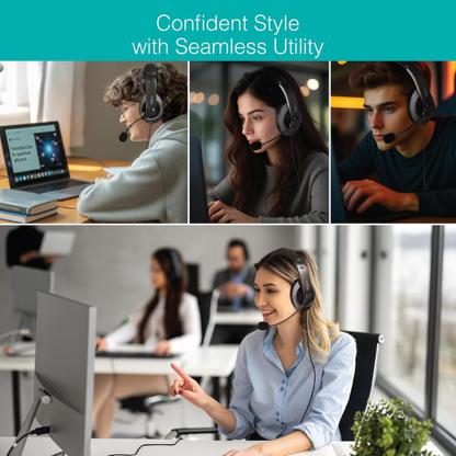 FINGERS USB-Meet H2 Wired Headphone with Flexible Mic | 40 mm Drivers | Crystal Clear Audio | Soft Cushions | Plug & Play USB – Black