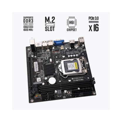 Zebronics Zeb H61NVMe Motherboard | Intel H61/H67 Chipset | LGA 1155 | DDR3 | NVMe M.2 Slot | Micro-ATX