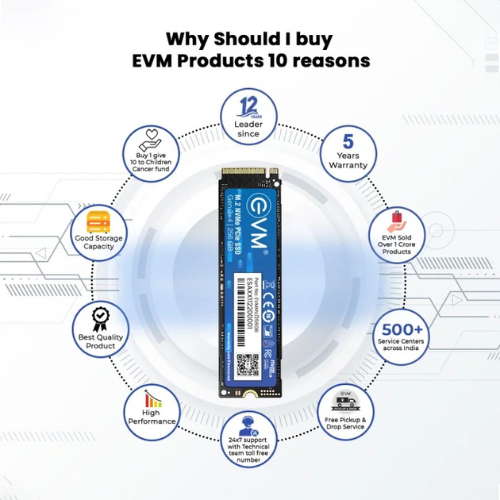 256GB M.2 2280 NVMe PCIe Gen 3×4 EVM SSD (1-Cut) | Up to 2000MB/s Read & 1500MB/s Write | 3D TLC NAND | Ultra-Compact High-Speed Storage
