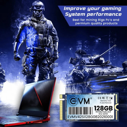 128GB M.2 2242 NVMe PCIe Gen 3×4 SSD EVM (1-Cut) – 1800MB/s Read | 550MB/s Write | 3D TLC NAND | Ultra-Compact High-Speed Storage