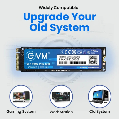 128GB M.2 2280 NVMe PCIe Gen 3×4 EVM SSD (1-Cut) | Up to 1800MB/s Read & 700MB/s Write | 3D TLC NAND | Ultra-Compact High-Speed Storage