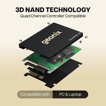 256GB GEONIX SATA 2.5-inch Internal SSD | 6Gb/s | Up to 570MB/s Read & 500MB/s Write | Quad Channel | 5 Years Warranty