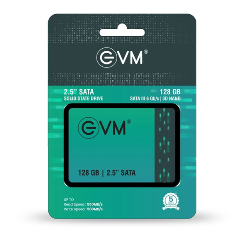 EVM 128GB 2.5" SATA III Internal Solid State Drive (SSD) – 550MB/s Read | 500MB/s Write | 3D NAND | High-Speed Reliable Storage