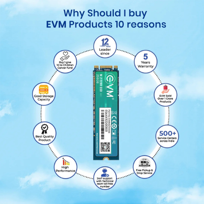 256GB M.2 2280 SATA III Internal Solid State Drive (SSD) EVM (2-Cut) – 550MB/s Read | 500MB/s Write | 3D NAND | Compact High-Speed Storage