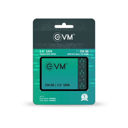 256GB 2.5" SATA III Internal Solid State Drive (SSD) EVM – 550MB/s Read | 500MB/s Write | 3D NAND | Reliable High-Speed Storage