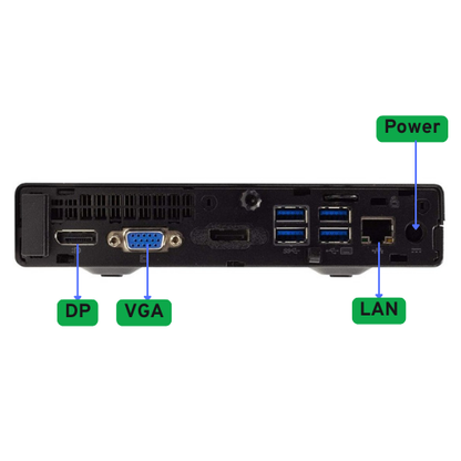 Refurbished HP EliteDesk 800 G2 Tiny PC | Intel Core i7 6th Gen | 16GB DDR4 | 500GB SSD | DP + VGA