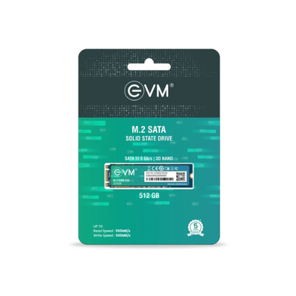 512GB M.2 2280 SATA III Internal Solid State Drive (SSD) EVM (2-Cut) – 550MB/s Read | 500MB/s Write | 3D NAND | High-Speed Compact Storage