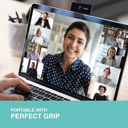 FINGERS 1080 Hi-Res Full HD Webcam with 1080p Wide-Angle Lens & Built-in USB Microphone for PC, Laptop & Desktop – Video Calling & Recording (1920×1080 Pixels, Digital, Black)