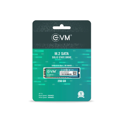 256GB M.2 2280 SATA III Internal Solid State Drive (SSD) EVM (2-Cut) – 550MB/s Read | 500MB/s Write | 3D NAND | Compact High-Speed Storage
