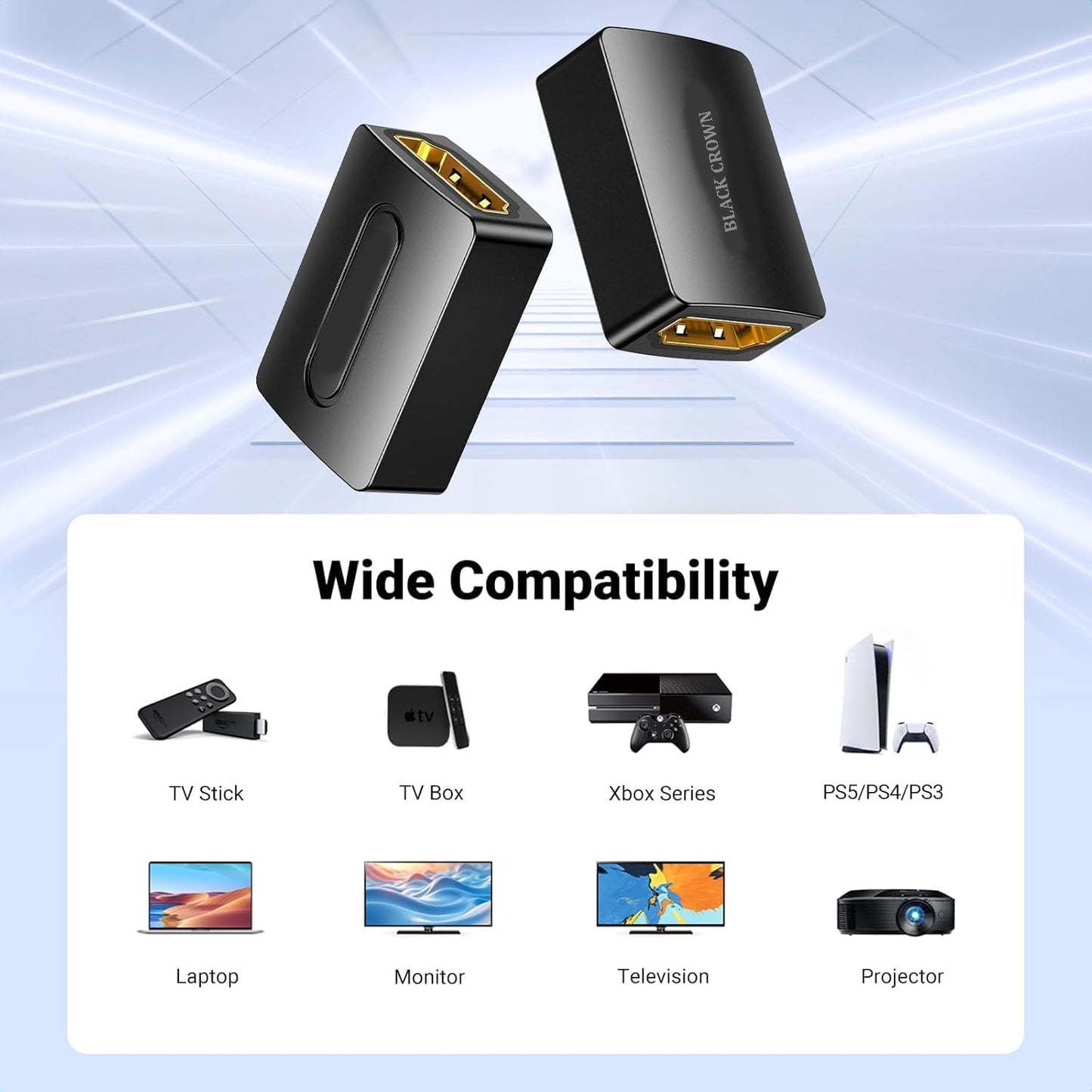 Ranz HDMI Female to Female Connector | Coupler Joiner Gender Changer Extender (Black)