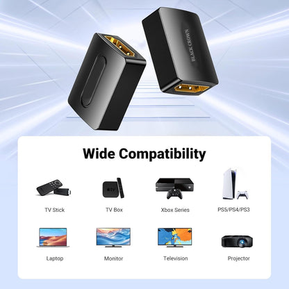 Ranz HDMI Female to Female Connector | Coupler Joiner Gender Changer Extender (Black)