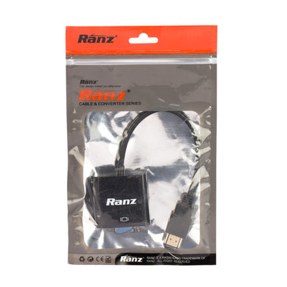 Ranz HDMI to VGA Adapter Cable with Audio | HDMI Male to VGA Female Converter with Aux Support | Full HD 1080p